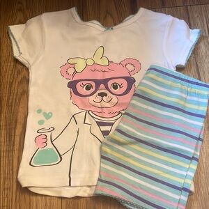 Carter's Pink Bear Scientist Pajama Set - White and Multicolor (Bin W)